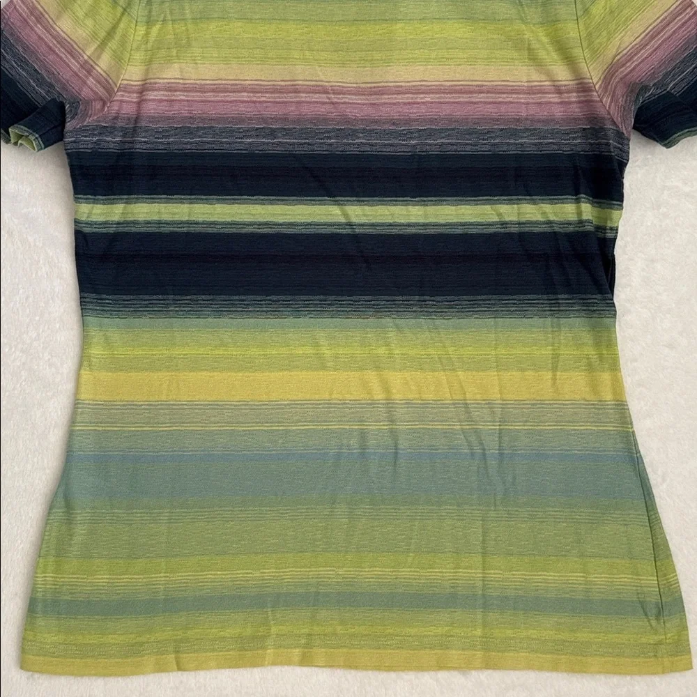 Paul Smith | V-Neck Contrast Collar Striped Cotton T-Shirt Made in Italy (M) - Picture 14 of 15